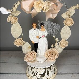 Elegant Cream Wedding Cake Topper Vintage